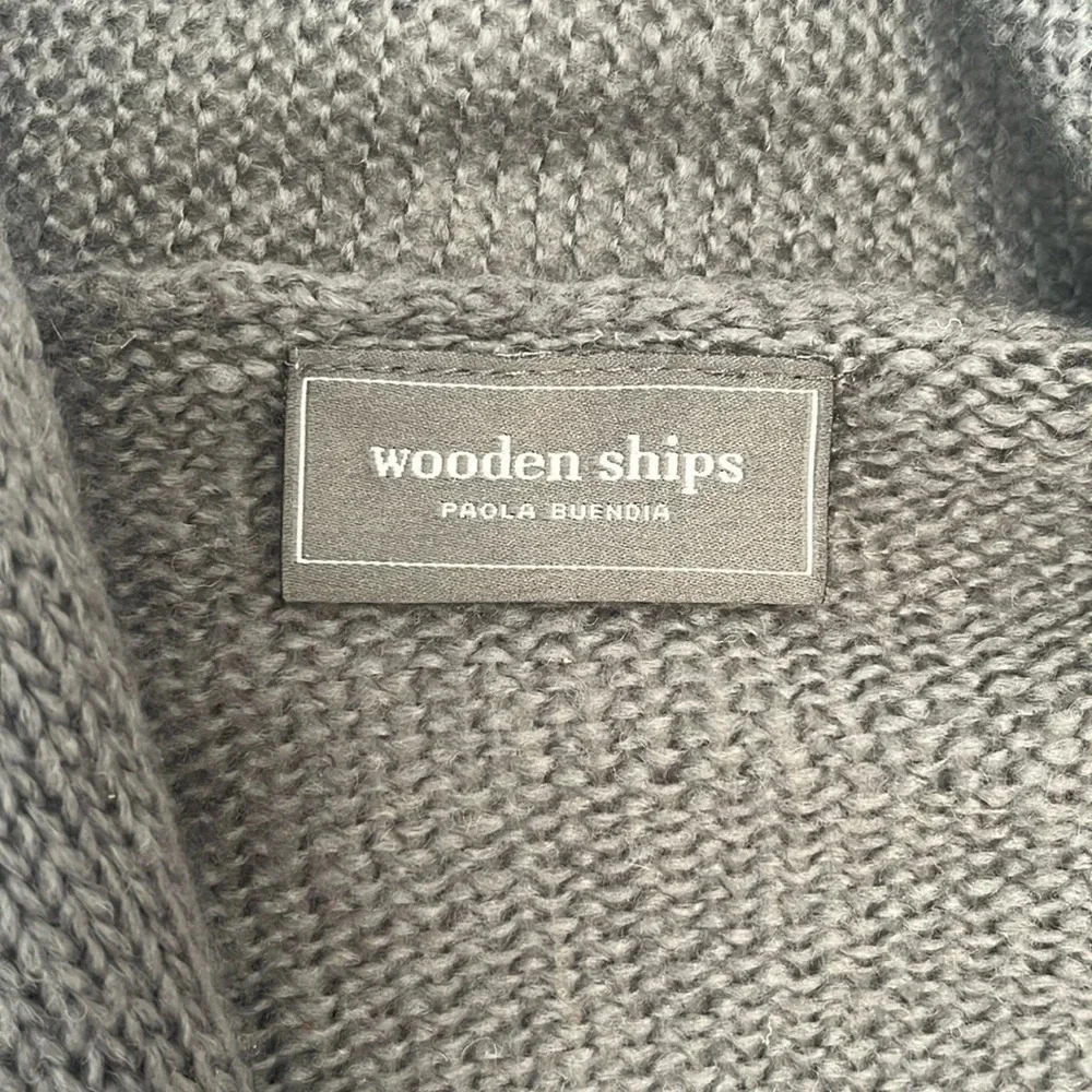 Wooden Ships Paola Buendia Sz S/M Anthropologie Gray OpenCardigan Boho Lagenlook - Picture 2 of 11